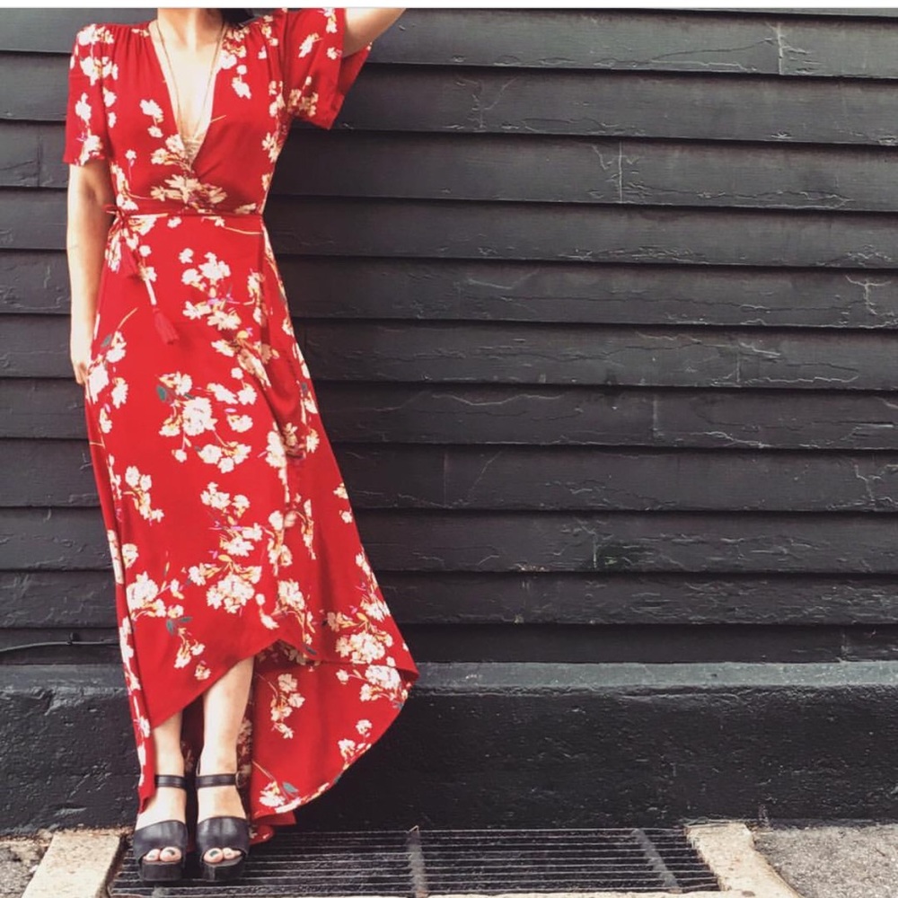 Cotton Candy LA, floral wrap dress, size M